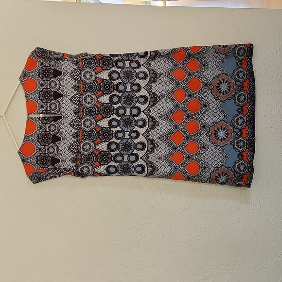 Banana Republic black/grey/orange shift dress/tunic, size 4P - Picture 3 of 10